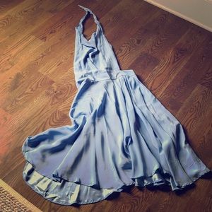 Bill Hallman baby blue halter dress